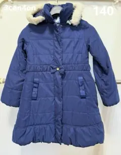 3can4on 140 ネイビー コート 取り外しフード&ファー付き ワールド