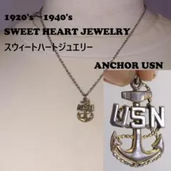 40s スウィートハートジュエリー WW2 金張り チャーム USN アンカー