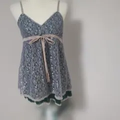 最終値下げ　シネマクラブ　レースキャミソール グレー リボン付き