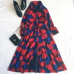 BANANA REPUBLIC フラワー シャツ フレア リボン ワンピース