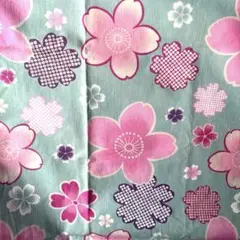【未使用・日本製】京都くろちく 和柄 テーブルクロス　敷物風呂敷 桜 紫×ピンク