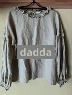 dadda フリル付きリネンブラウス