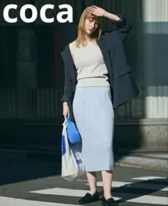 【新品未使用品】coca コカ　リブニットスカート　ブルー　水色　ライトブルー