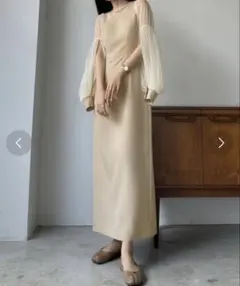 Louere チュールボリューム袖ワンピース
