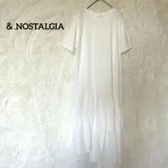 ＆.NOSTALGIA 半袖 ロングワンピース Mホワイト アシンメトリーのサムネイル
