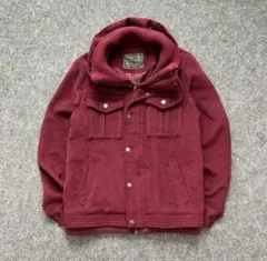 90s 短丈　ブルゾンジャケット ジップアップ　グランジ　ワインレッド　M