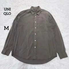ユニクロ old 長袖シャツ チャコールグレー コットン100% M フェード