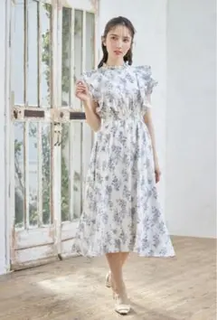 【新品】トッコクローゼットラッフルフリルウエストシャーリングフラワーワンピース