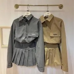 epine over design shirt stripe グレーシャツ