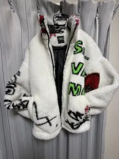 ZARA グラフィティプリント フリースジャケット S