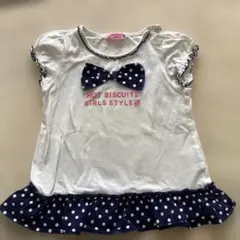 HOT BISCUITS ドット柄フリルTシャツ　サイズ90 ミキハウス