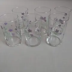 昭和レトログラス 6個まとめ売り 花柄 コップ キッチン雑貨 ガラス