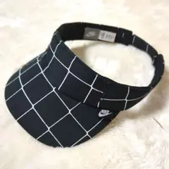 NIKE サンバイザー　チェック　ブラック　フリーサイズ