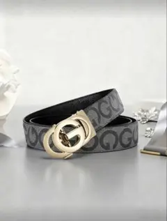 GUCCI GGロゴバックル ベルト ブラック&ゴールド