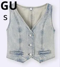 GU デニムベスト S ブルー
