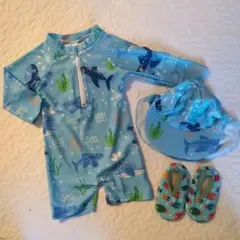 【新品】スイムウェアセット 水着 ラッシュガード90センチ