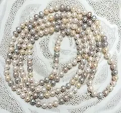 淡水パールマルチカラー超ロングネックレス