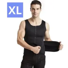 【XL／ブラック】ダイエットベルト サウナスーツ メンズ トレーニング