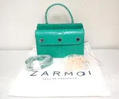 42/未使用品 ZARMOI パイソン×カウ ショルダー付き ハンドバッグ
