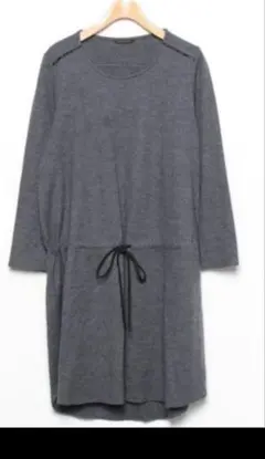 チュニック　膝丈ワンピース　長袖　　グレー　サイズ１（М）