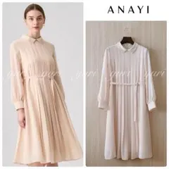 美品】ANAYI シャドーチェックオーガン重ねプリーツワンピース