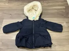 ネイビー 中綿コート ファー付きフード