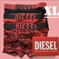 新品　ディーゼル　ボクサーパンツ　3枚パック　XL　A17580ブラック/レッド