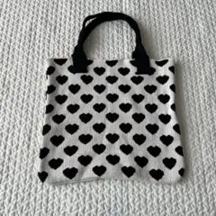 ニットバッグ ハート トートバッグ モノトーン バック ニット
