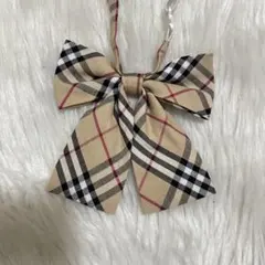 【リボンX28】チェック柄　ベージュ　定番　スクールリボン　制服リボン