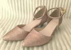 【送料込み】メヌエ ピンク グリッター ポインテッドトゥパンプス 23cm