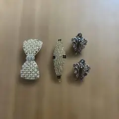 ビジュー付きヘアクリップ4点セット
