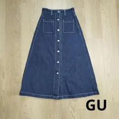 GU　Aライン 　フロントボタン　デニムスカート　Sサイズ