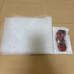 ウェディング装飾 パール付きチュール72×200センチ＆花びら３００枚セット
