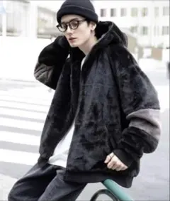 RAGEBLUE スムースフェイクファー ブルゾン Lサイズ ブラック