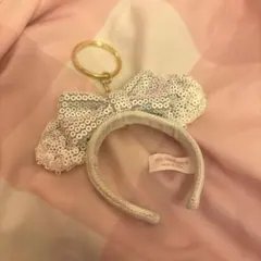ミニーちゃん ミニー カチューシャ キーホルダー ホワイト オーロラ