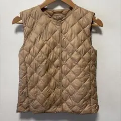 ユニクロ ウォームパデッドキルティングベスト S ゴールド