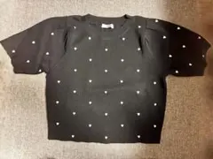 NICE CLAUP ハート柄 半袖ニット