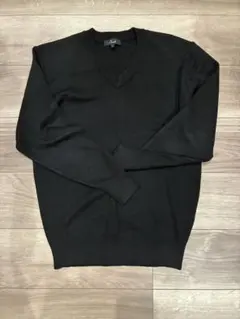 ブラック Vネックニット Lサイズ
