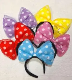 【5色セット】ミニー　カチューシャ　リボン　水玉　ディズニー