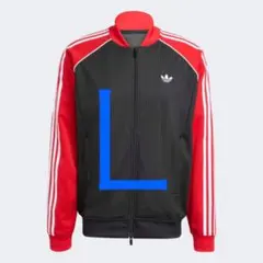 新品XL adidas ルーズ メッシュ トラックトップ 藤井風 ブラック×赤