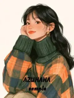 6042 タートルネックの女性 人物ステッカー コラージュ素材
