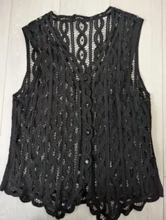 ブラックレースベスト レーヨン100%