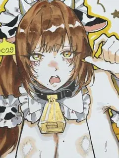 アナログ　オリジナルイラスト　手描きイラスト　【一点物】　【色紙】