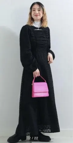 Ray BEAMS ジャガードカットアウトワンピース　オケージョン