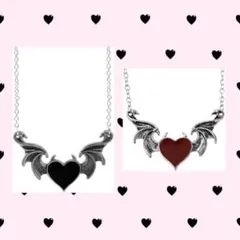 2個セット ハート デビル ネックレス シルバー ブラック レッド 未開封