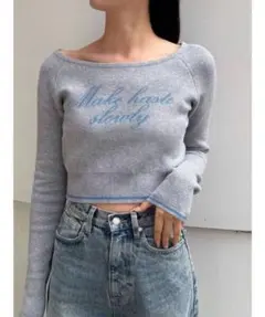 EMODA ニット セーター フロントロゴクロップニット レディースのサムネイル