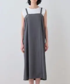 新品タグ付　インディヴィ【洗える／UV】スリップワンピース　グレー　大きいサイズ
