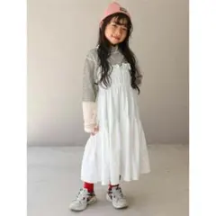 新品・激安！２WAY ナイロン ギャザー キャミワンピース 白 100cmのサムネイル