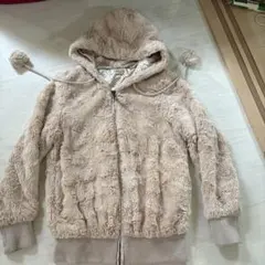 フード付きベージュフリースジャケット Mサイズ