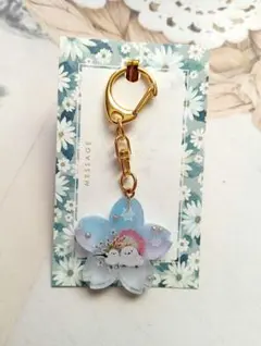 No.710花形、シマエナガお花 キーホルダー